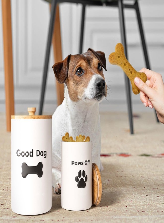 HB Design Co. Dog Treat Container Airtight Set of 2 - 9x5 & 7x4 inch Ceramic Dog Treat Jars for Kitchen Counter with Airtight Lids - 11 Cup Capacity Pet Treat Container Set - Doggie Cookie Jar - Big Treats Canister - Image 5